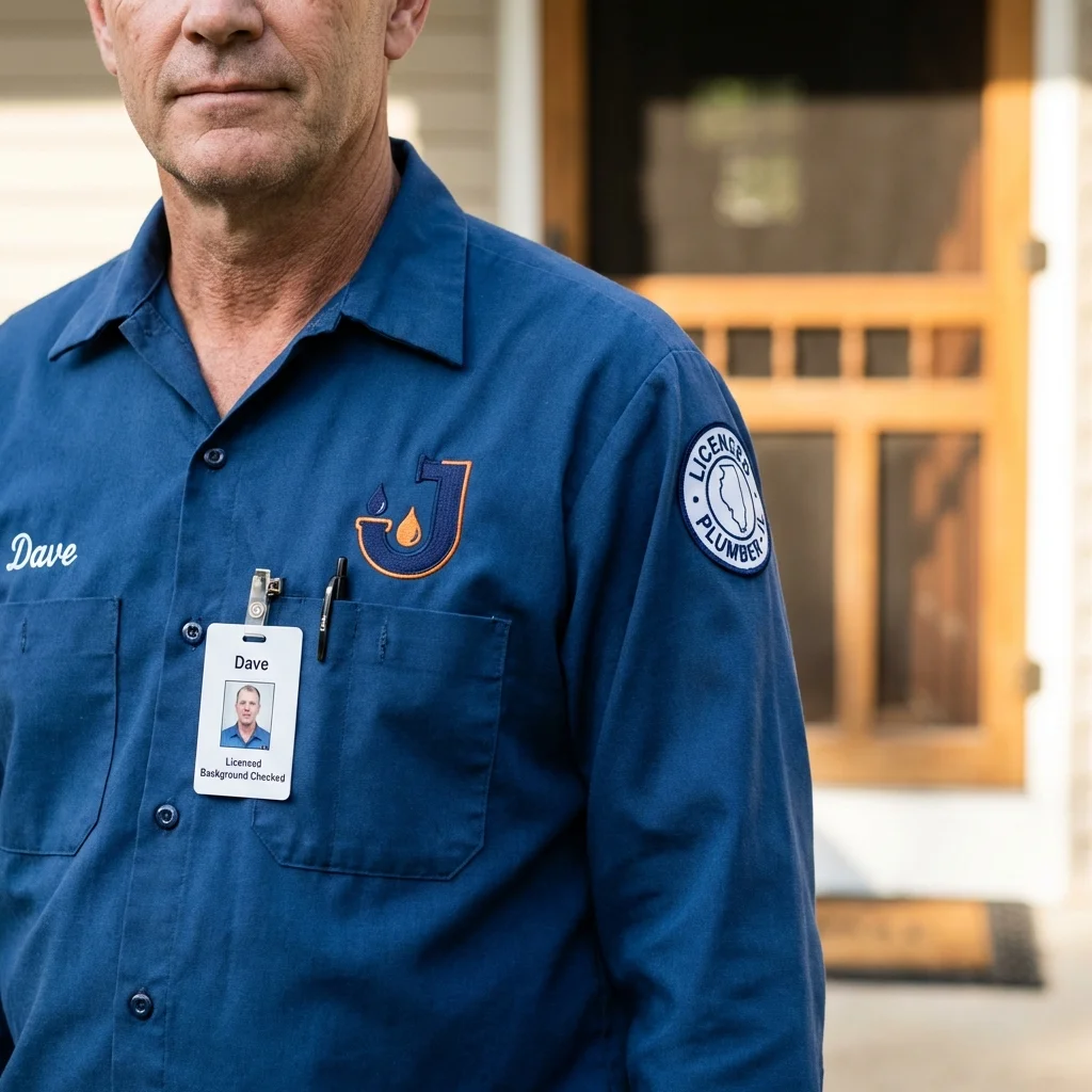 Licensed plumber showing ID badge in Granby, CO
