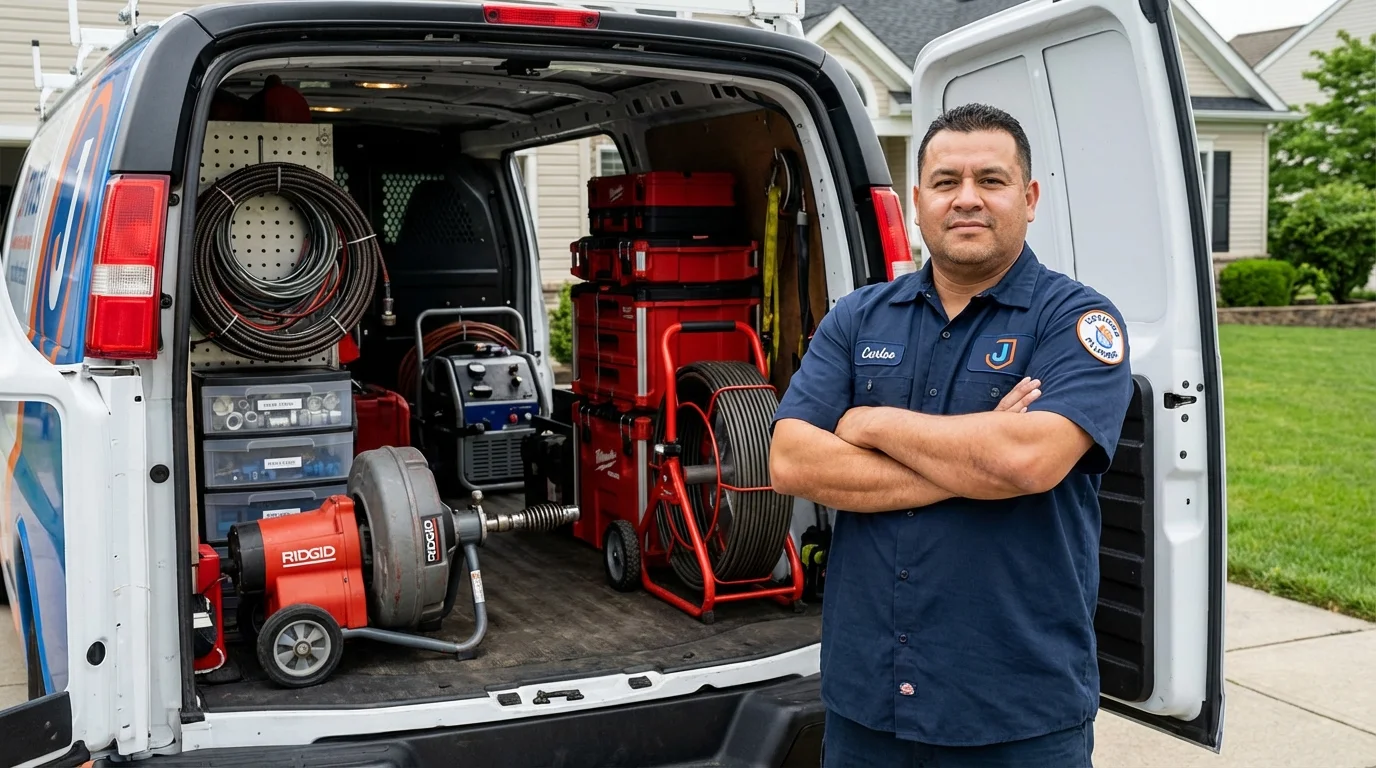 Professional drain cleaning equipment and Johns Plumbing LLC plumber in Granby
